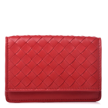 Bottega Veneta Nappa Intrecciato Card Holder China Red 1 of 8