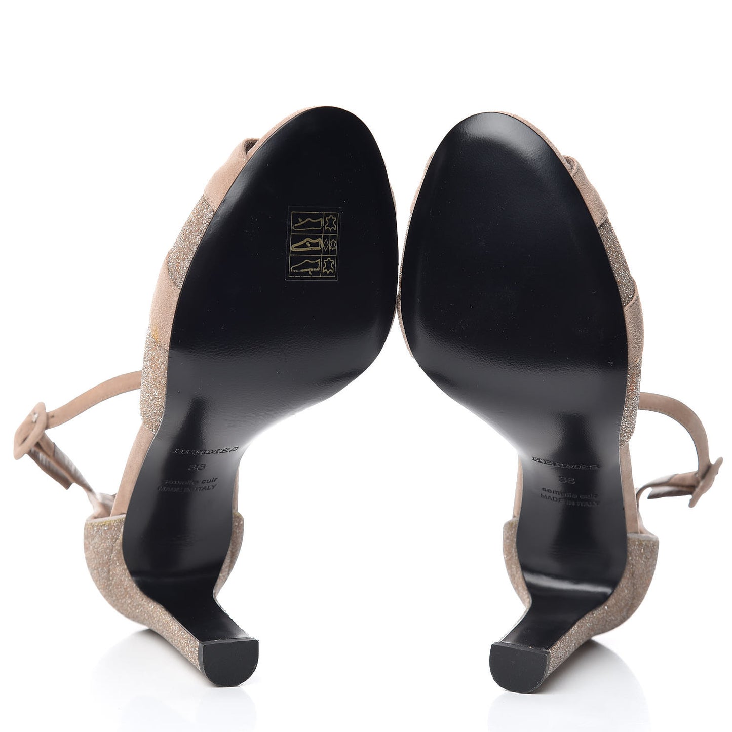 Poudre De Cristal Chevre Velours Krystal Sandals 38 Pale Beige Rose