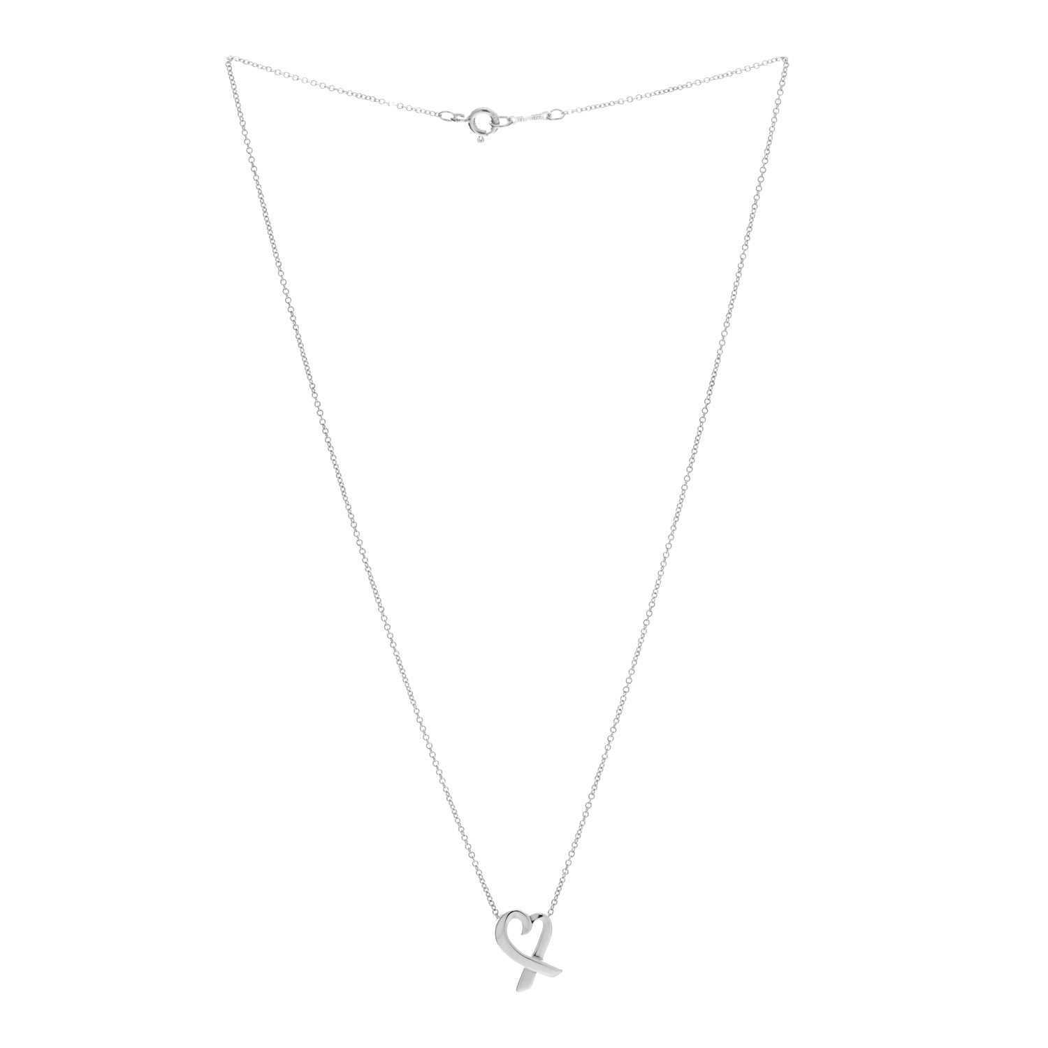 Tiffany Sterling Silver Paloma Picasso Loving Heart Pendant Necklace 2 of 5