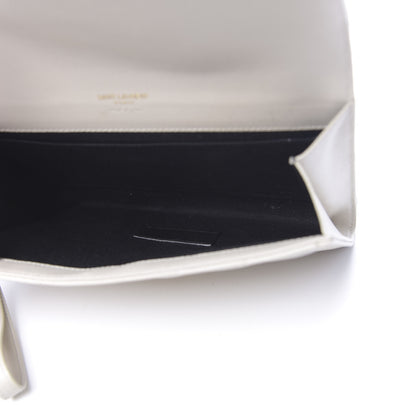 Saint Laurent Grain De Poudre Matelasse Chevron Monogram Envelope Clutch Blanc Vintage 5 of 11