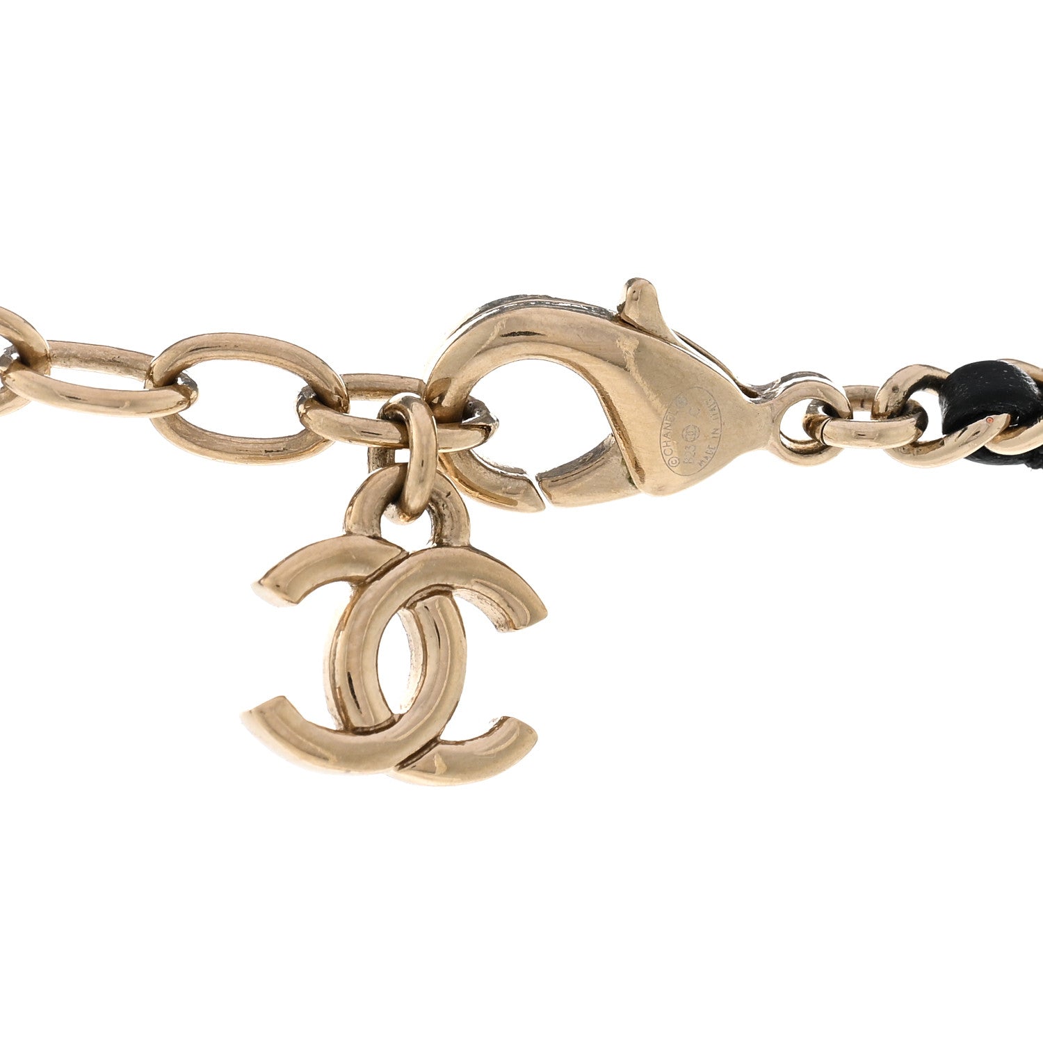 Chanel Metal Resin Lambskin Flap Bag Long Necklace Golden Pink Black 5 of 5