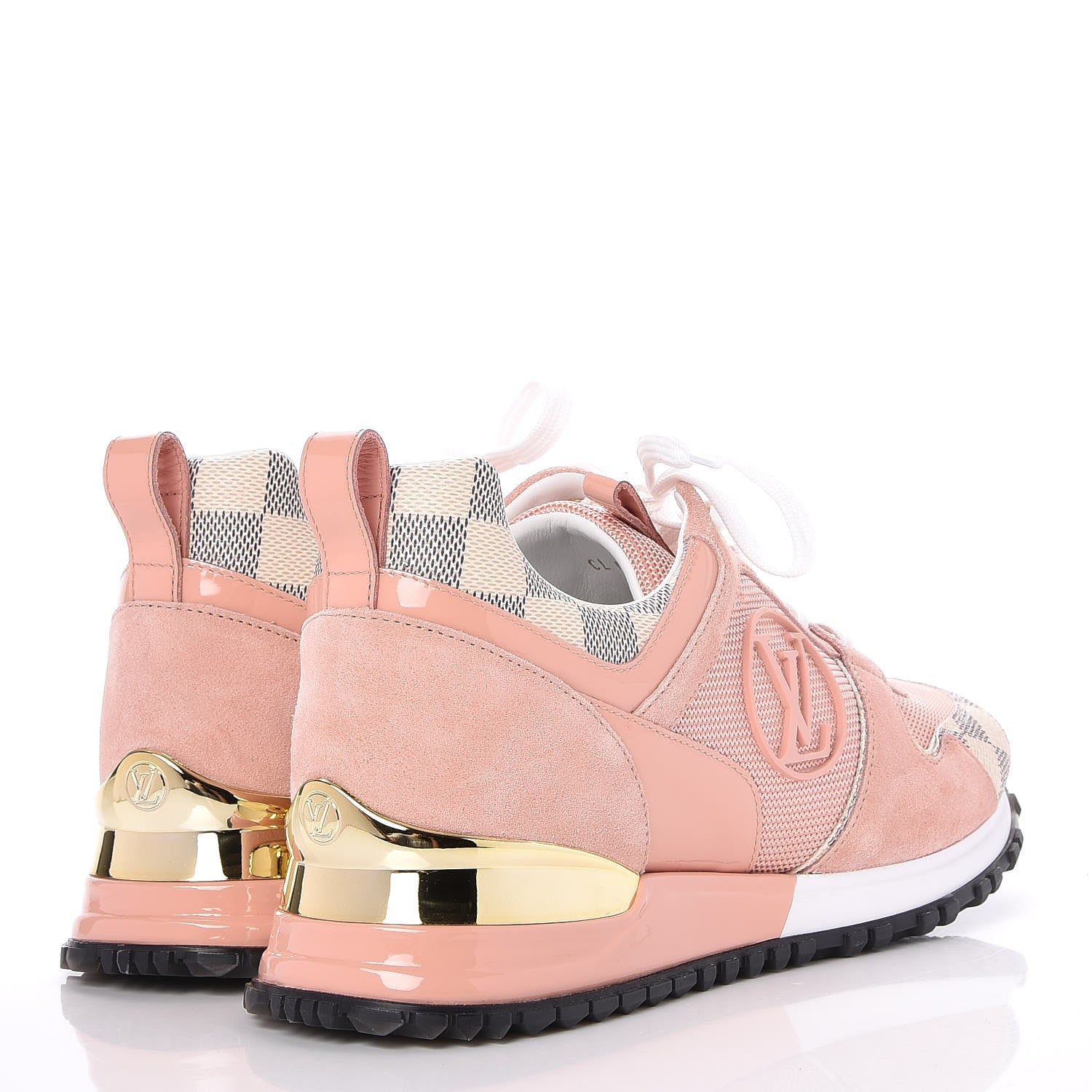 Louis Vuitton Suede Damier Azur Run Away Sneakers 37.5 Pink 4 of 10