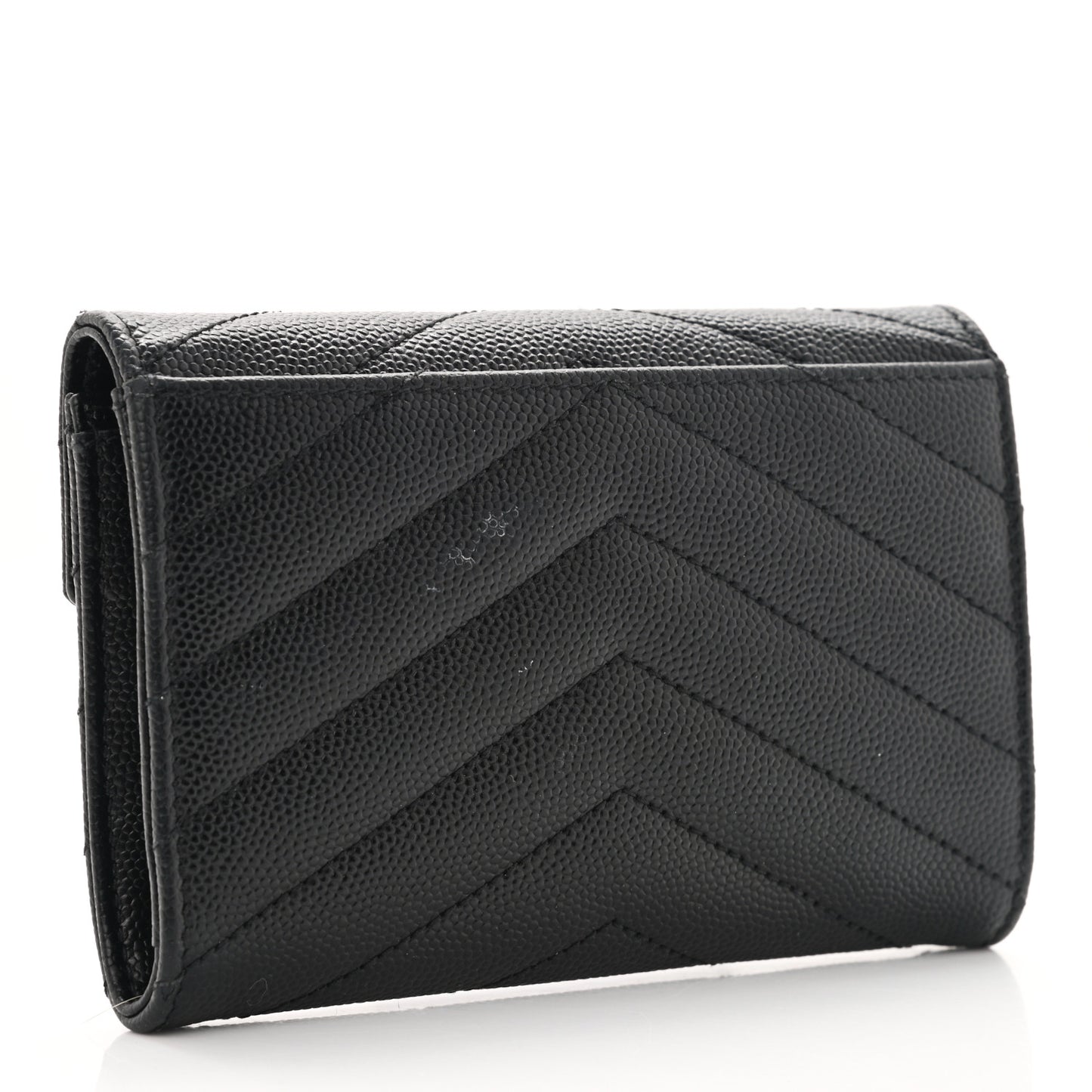 Grain De Poudre Matelasse Chevron Small Monochrome Monogram Envelope Wallet Black