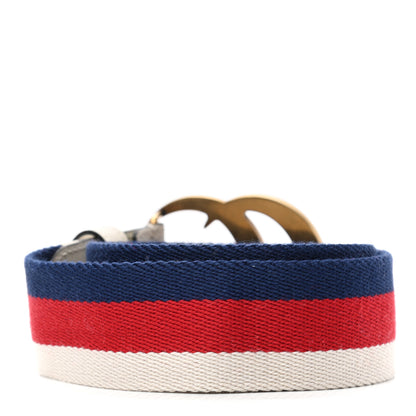 Gucci Nylon Calfskin Sylvie Web Double G 40mm Belt 85 34 Mystic White Hibiscus Red Maritime 2 of 5