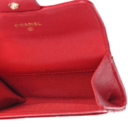 Chanel Caviar Quilted Flap Card Holder Wallet Red 5 of 12