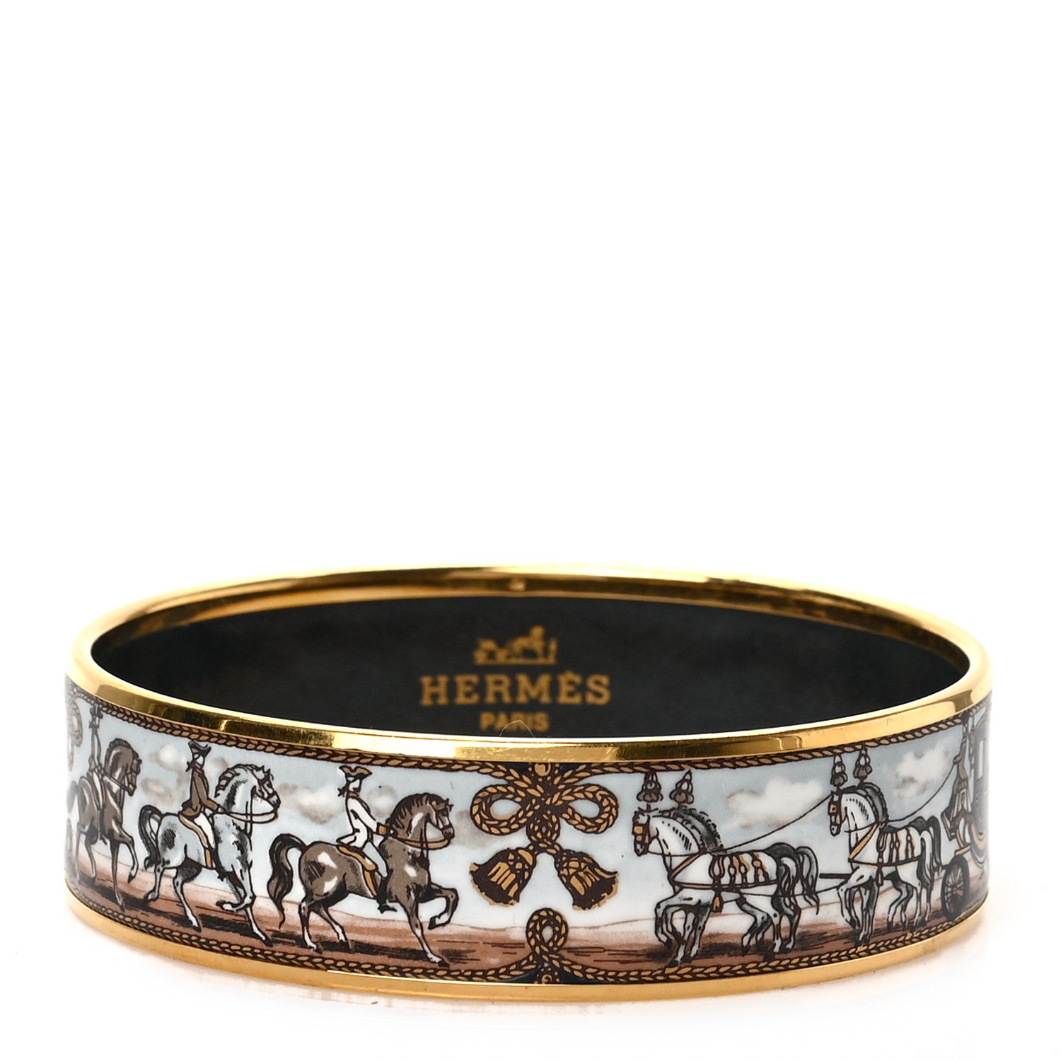 Hermes Enamel Printed Horse Carriage Wide Bracelet 1 of 5