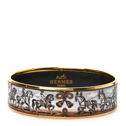 Hermes Enamel Printed Horse Carriage Wide Bracelet 1 of 5