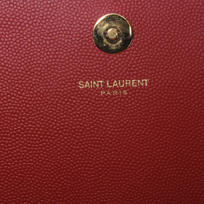 Saint Laurent Grain De Poudre Classic Monogram Clutch New Red 6 of 8