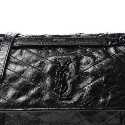 Saint Laurent Crinkled Calfskin Matelasse Monogram Medium Niki Chain Satchel Black 11 of 11