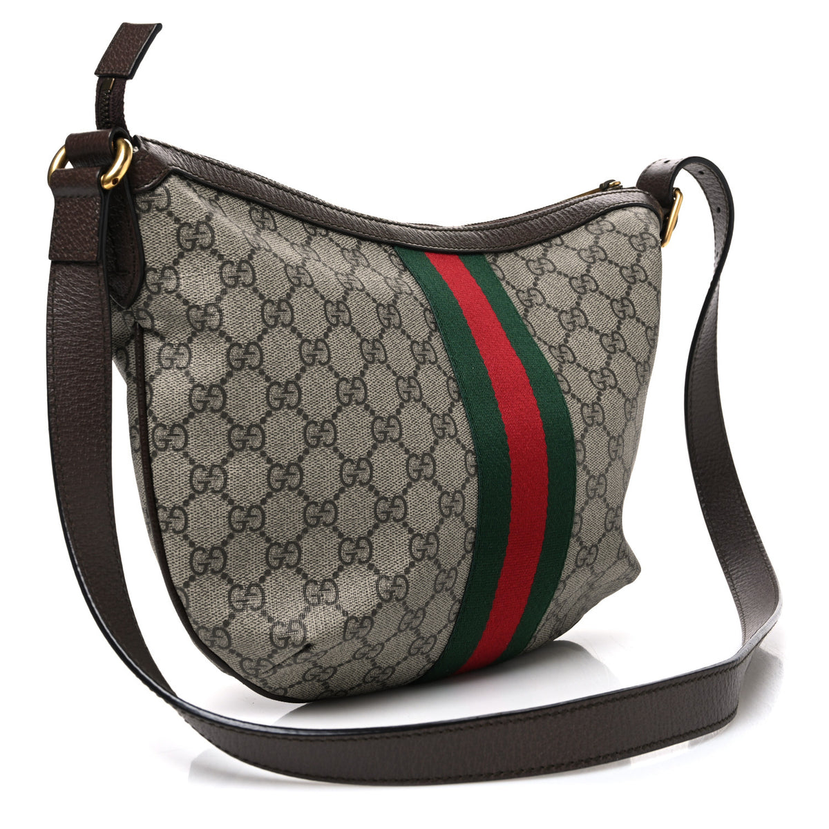 Gucci GG Supreme Monogram Web Small Ophidia Half Moon Hobo Brown 3 of 10
