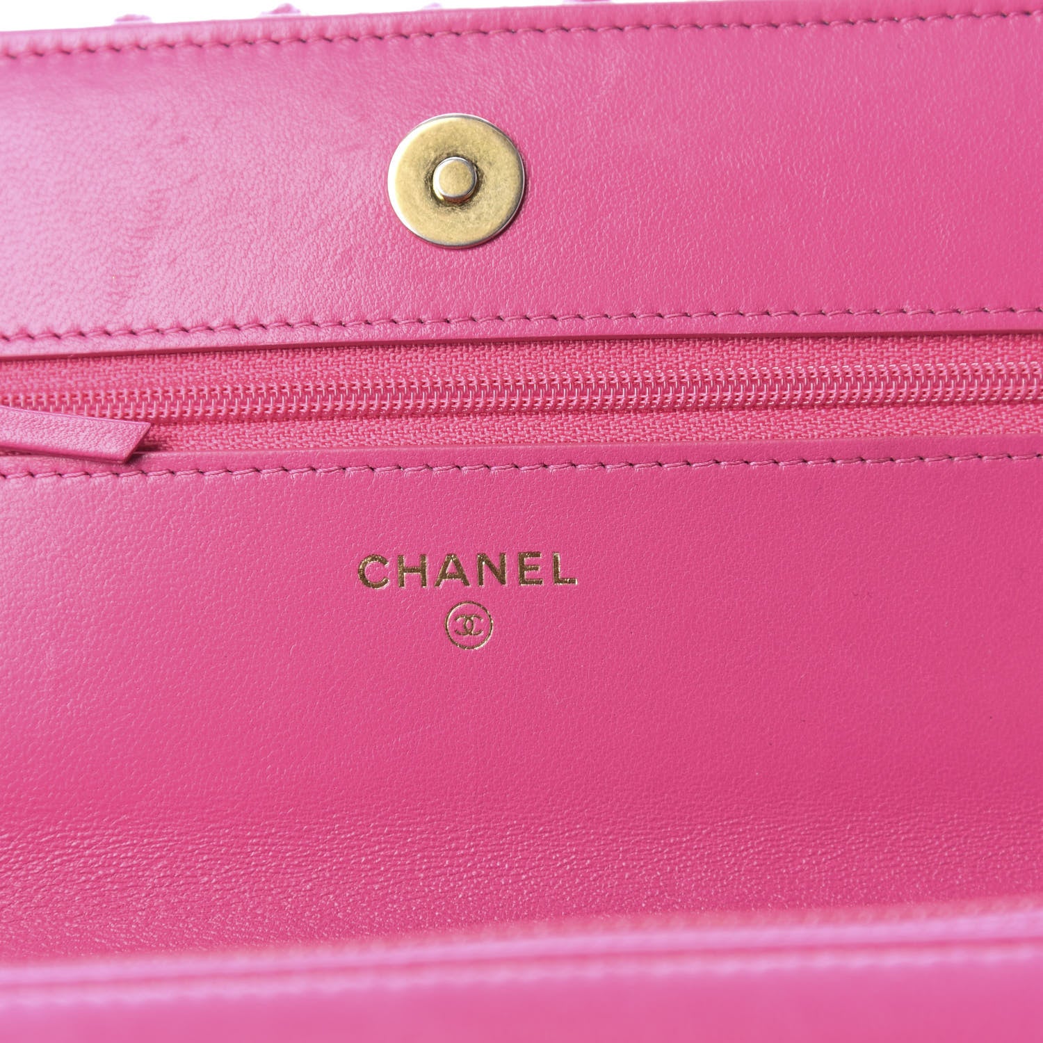 Chanel Wool Tweed Lambskin Quilted 19 Wallet On Chain WOC and Coin Purse Fuchsia 8 of 14