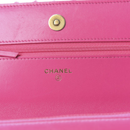 Chanel Wool Tweed Lambskin Quilted 19 Wallet On Chain WOC and Coin Purse Fuchsia 8 of 14