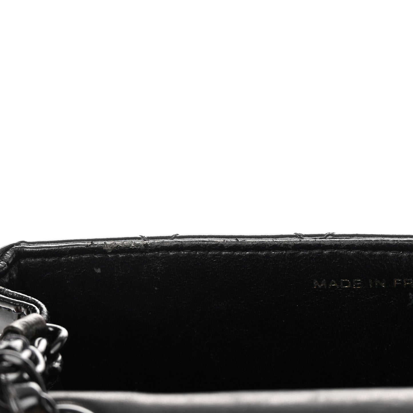 Patent Calfskin Quilted Mini Square Flap So Black