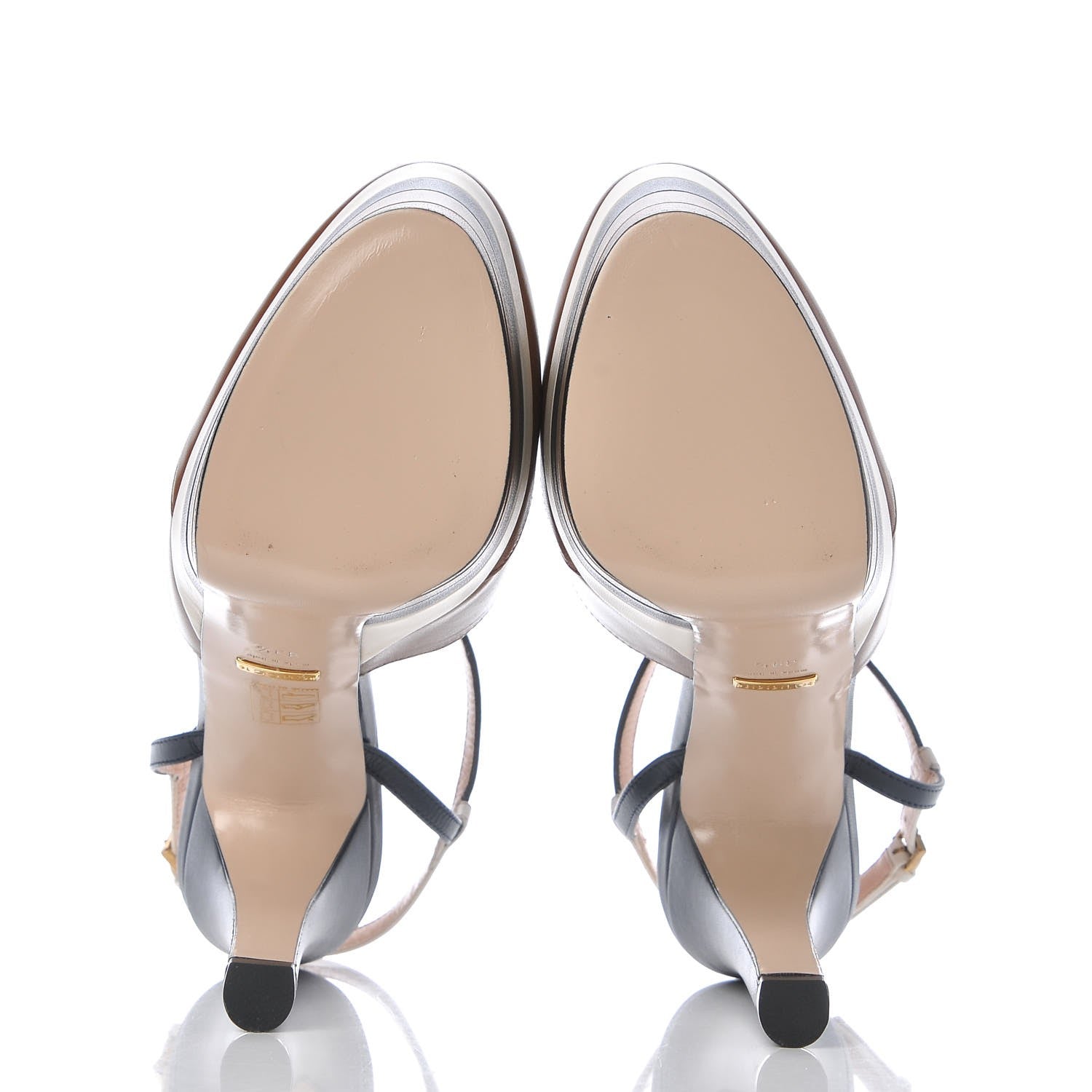 Gucci Calfskin Angel T-Strap Platform High Heel Pumps 39.5 Cuir Rose Blue White 9 of 10