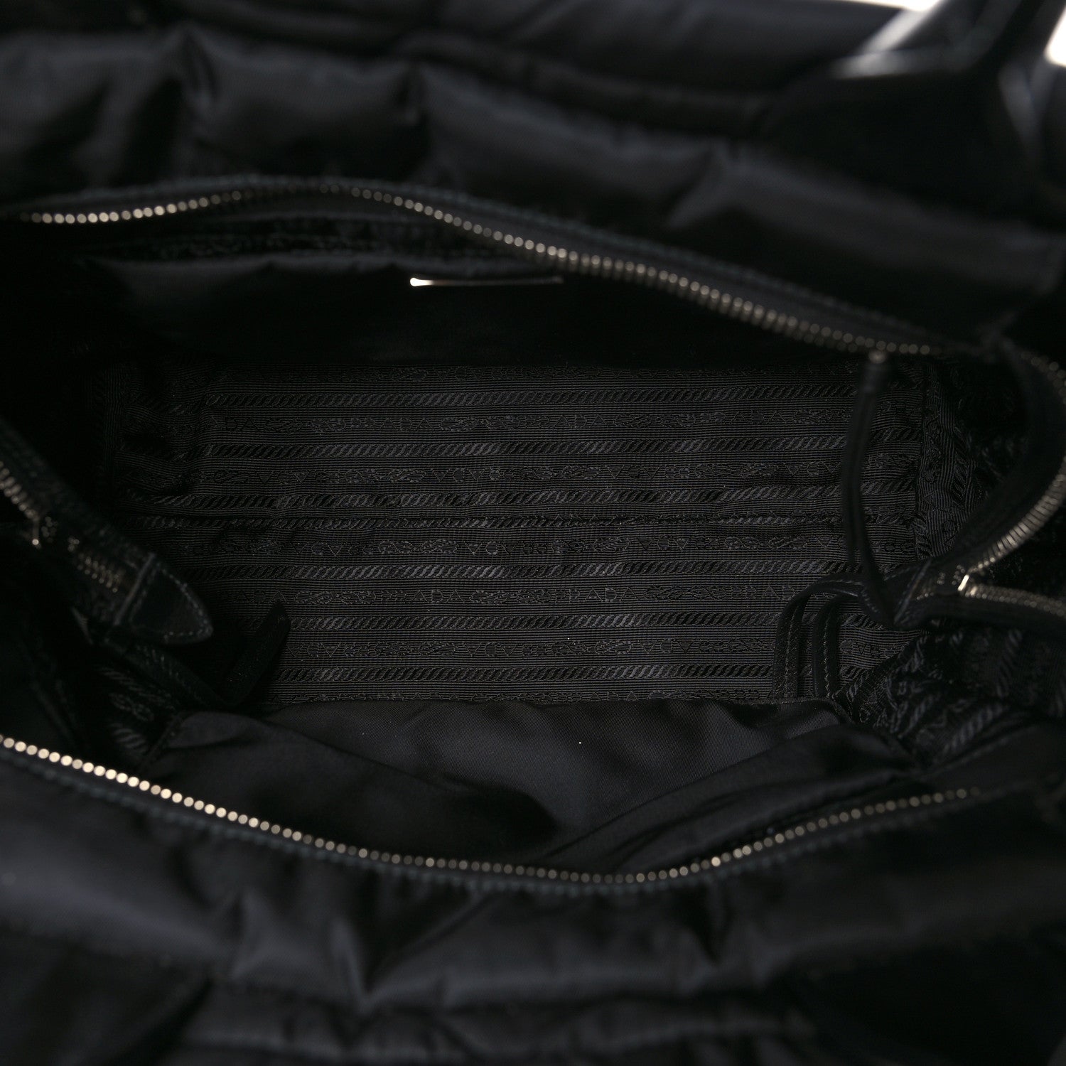 Prada Re-Nylon Nappa Triangle Quilted Padded Small Double Handled Zip Tote Black 4 of 7