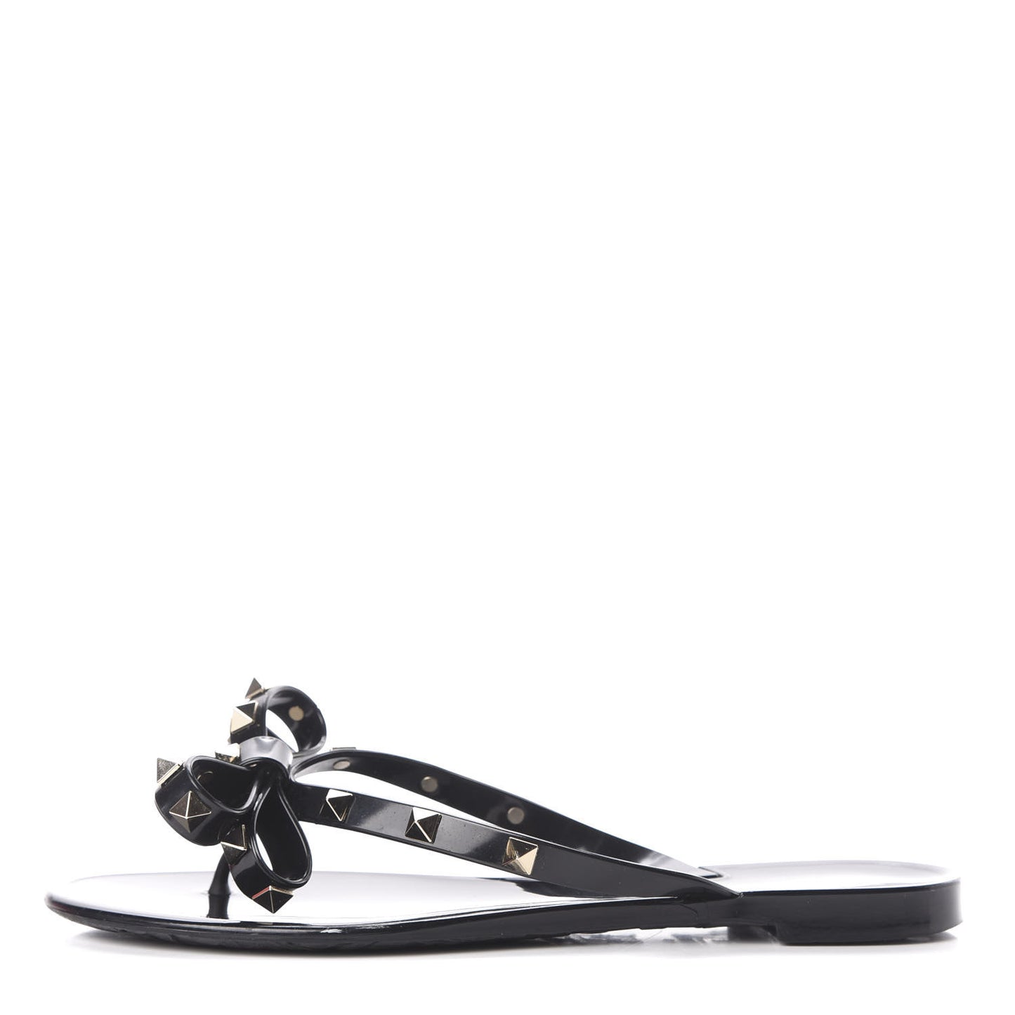 PVC Jelly Rockstud Bow Thong Sandals 37 Black