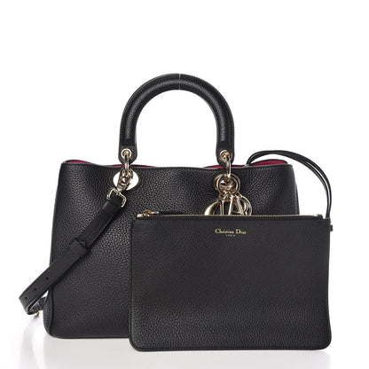 Christian Dior Bullcalf Medium Diorissimo Tote Black Rose Indien 3 of 11