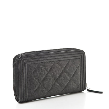 Chanel Caviar Quilted Small Boy Zip Around Wallet Black 3 of 10