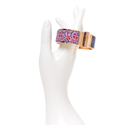 Hermes Enamel Printed Wide Cachemire Fleuri Hinged Bracelet L Surnaturel 2 of 4