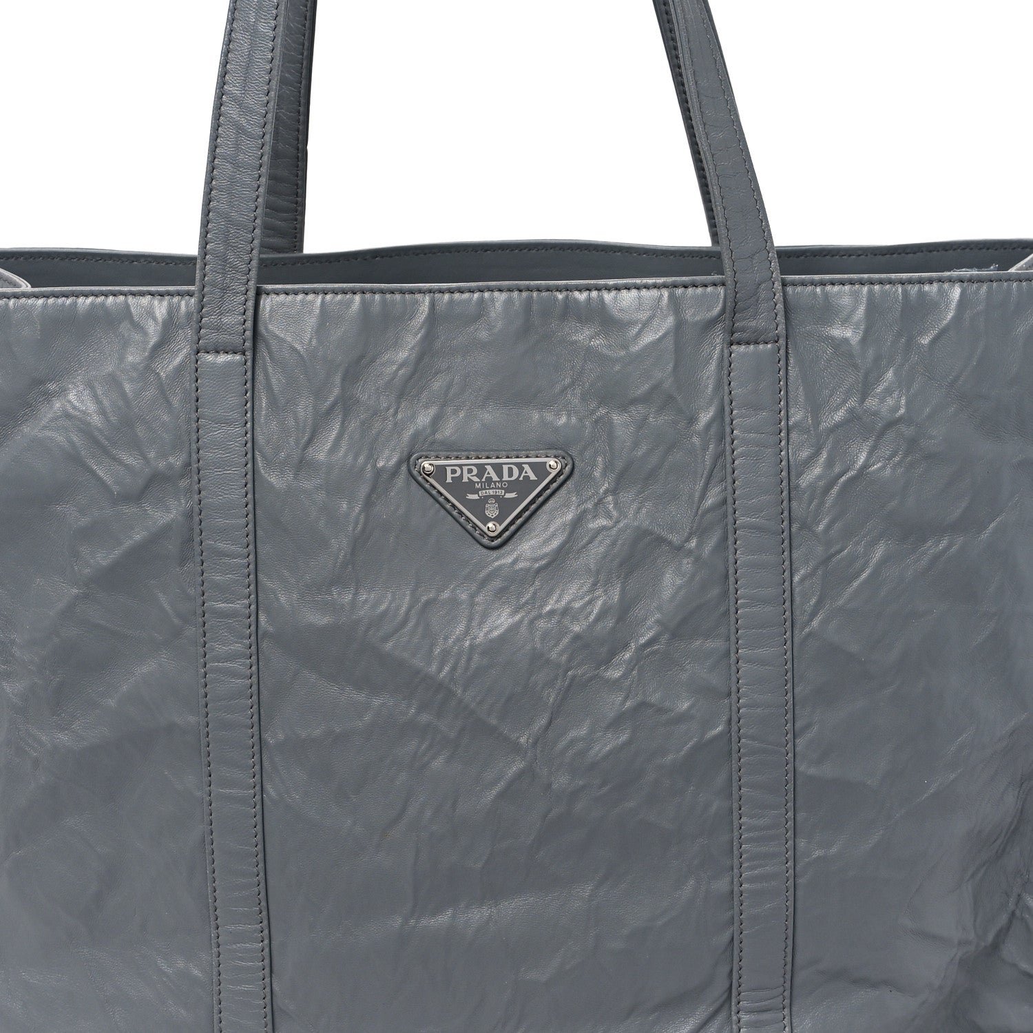 Prada Nappa Antique Large Shopping Tote Ardesia 7 of 12
