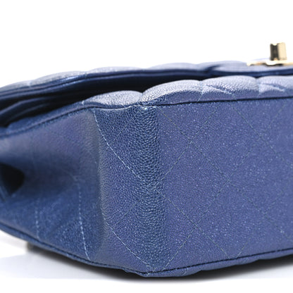 Chanel Iridescent Caviar Quilted Small Double Flap Dark Blue 9 of 10