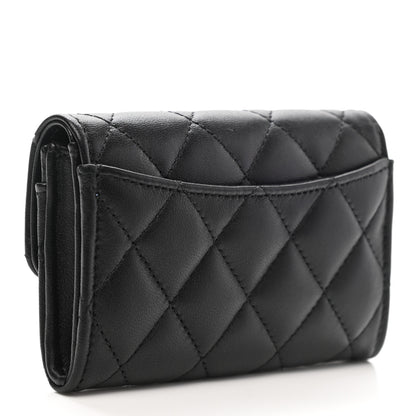 Chanel Lambskin Quilted Flap Card Holder Wallet Black 3 of 11