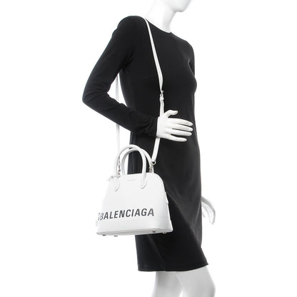 Balenciaga Signature Grained Calfskin Logo S Ville Top Handle Bag White 2 of 6
