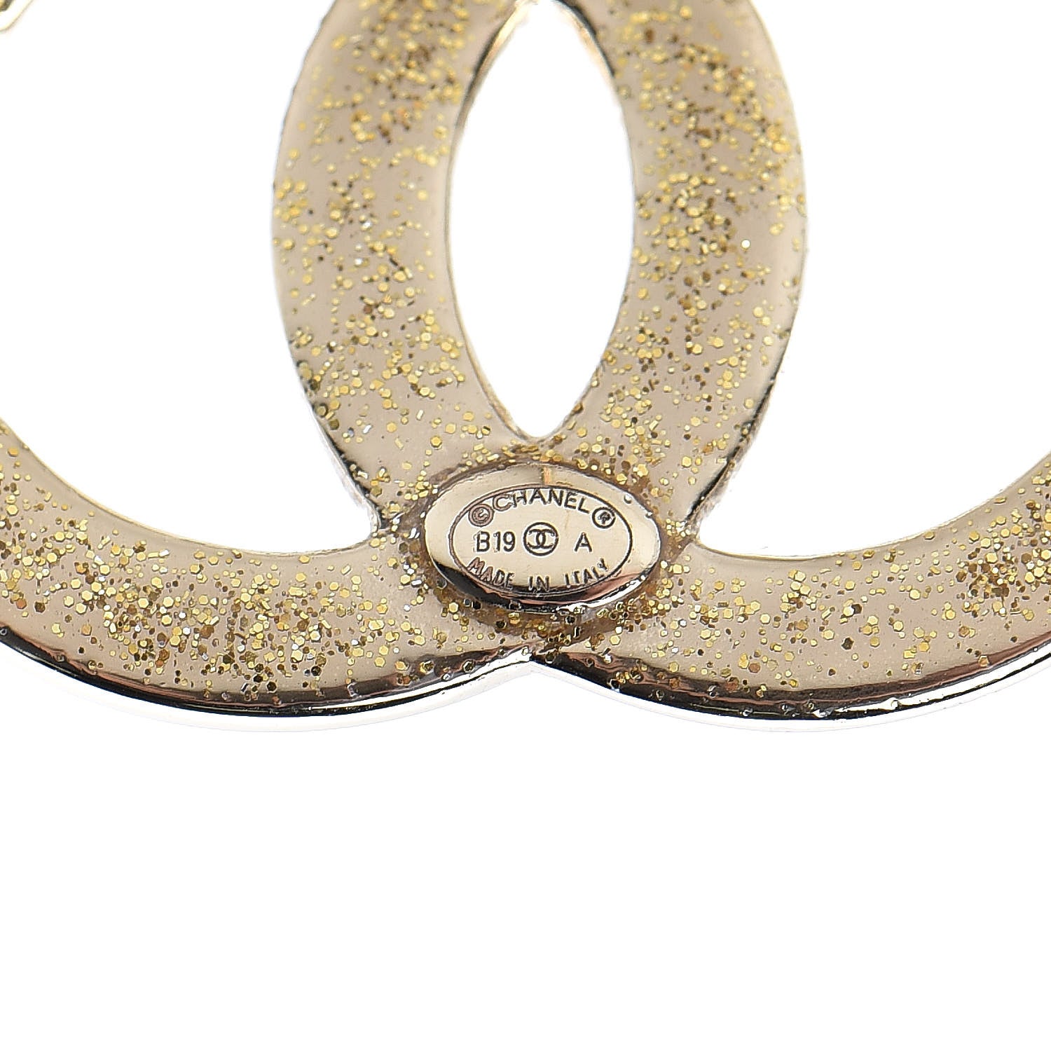 Chanel Crystal Glitter Quilted CC Earrings Light Gold 4 of 5