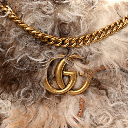 Gucci Shearling Small GG Marmont Shoulder Bag White Beige 7 of 9