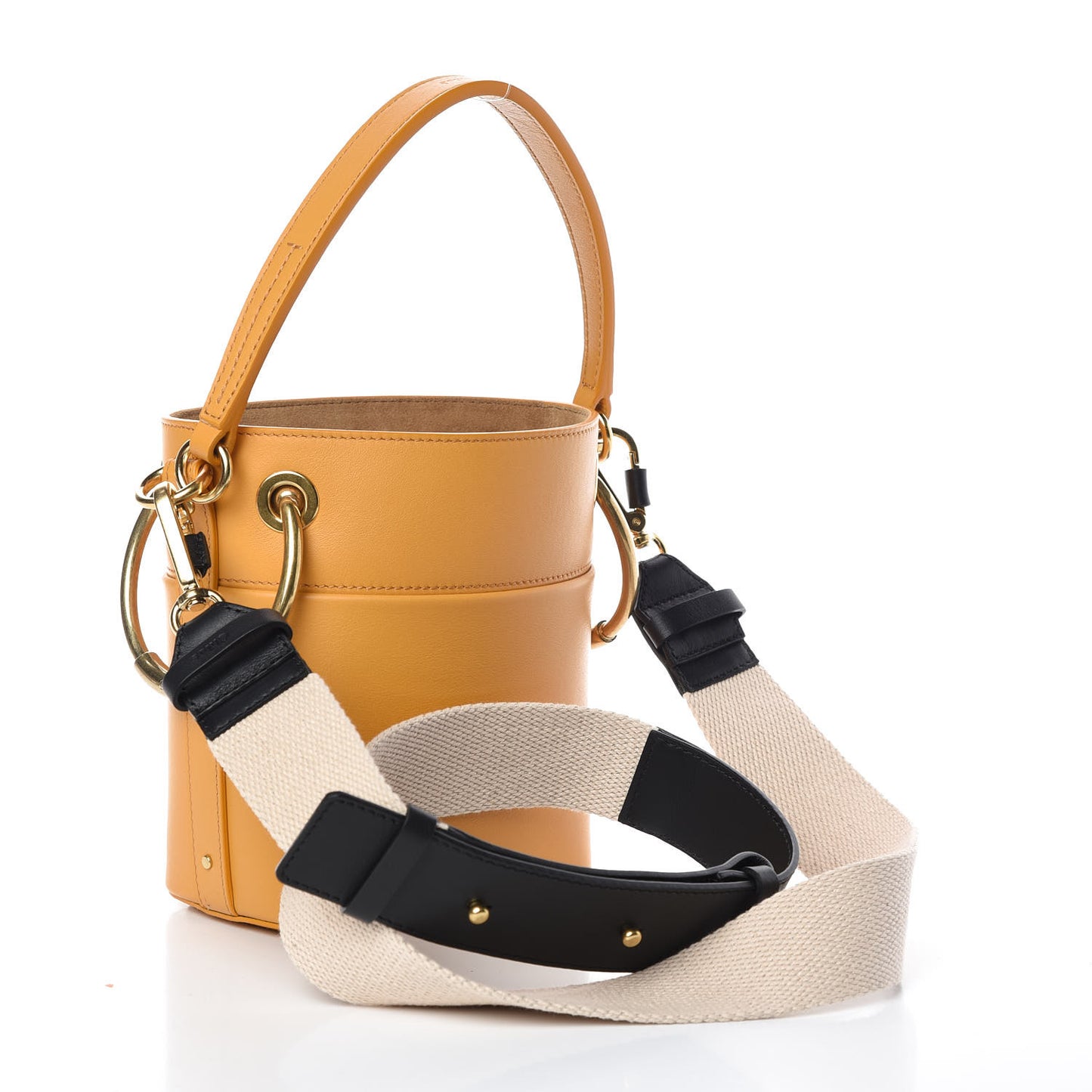 Smooth Calfskin Small Roy Bucket Bag Burning Camel