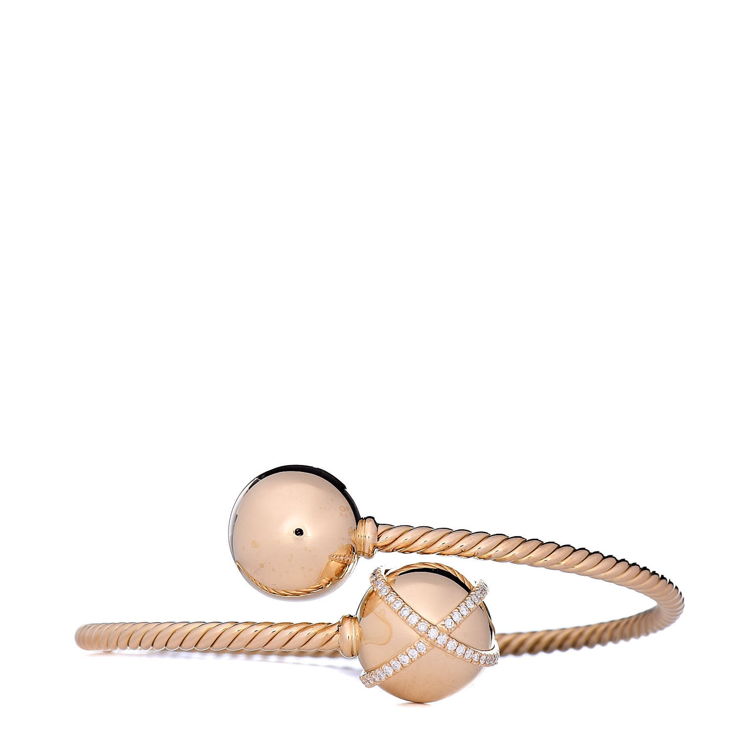 David Yurman 18K Yellow Gold Diamond Solari Bypass Bracelet 1 of 6