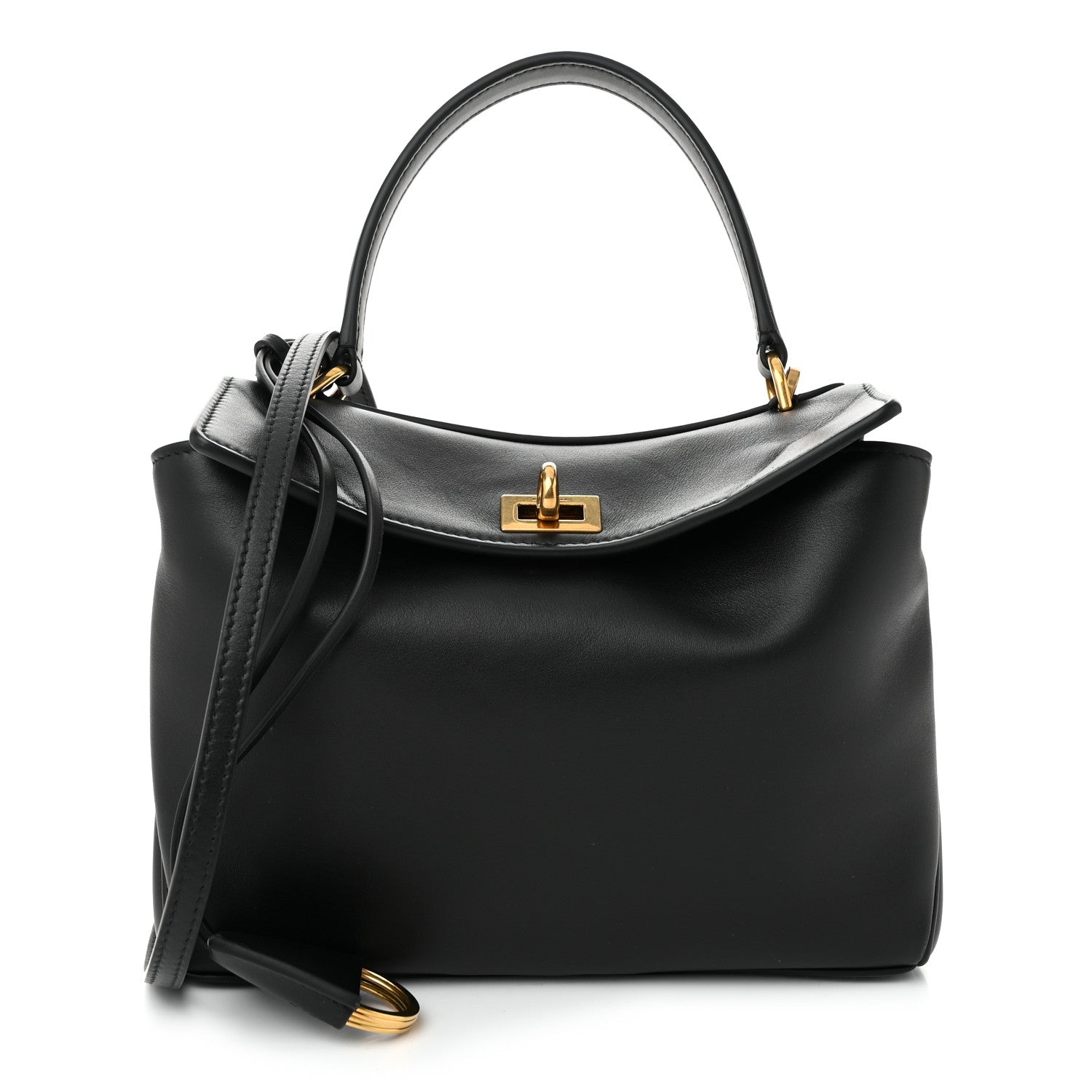 Balenciaga Natural Smooth Calfskin Mini Rodeo Top Handle Handbag Black 1 of 9