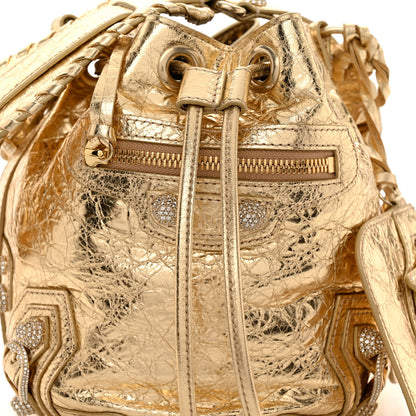 Balenciaga Metallic Agneau Arena Crystal Le Cagole Bucket Bag XS Light Gold 7 of 10