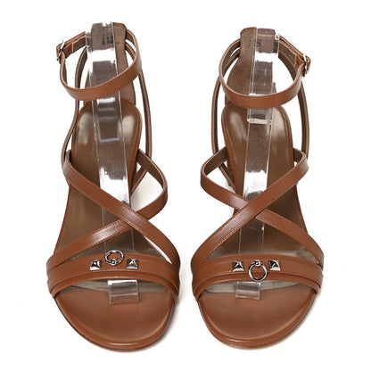 Hermes Calfskin Antinea Sandals 38.5 Marron Muscade 5 of 10