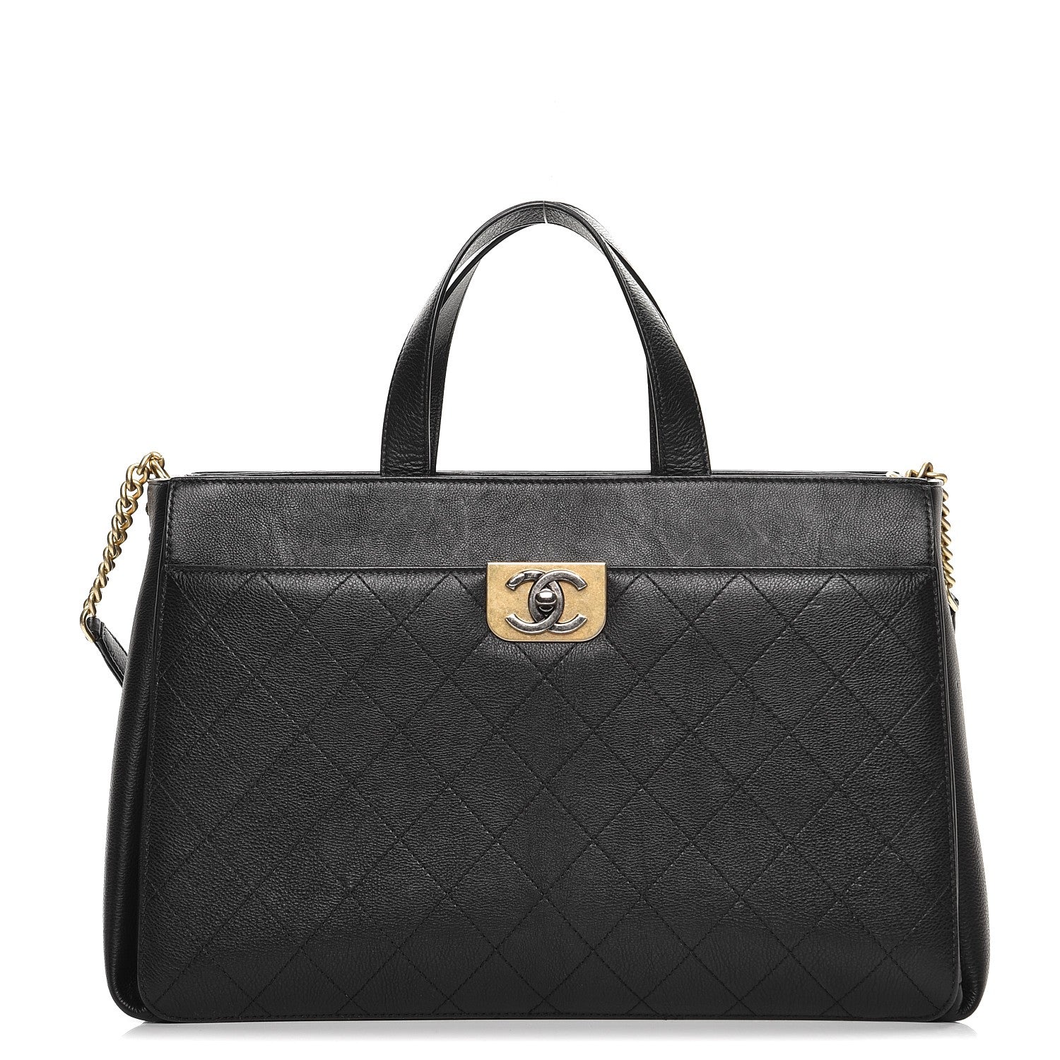 Chanel Calfskin Stitched Large Straight Lines Shopping Tote Black 1 of 13