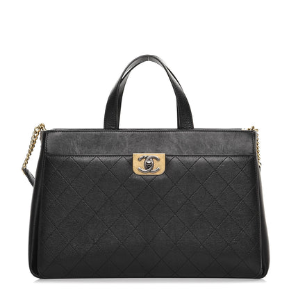 Chanel Calfskin Stitched Large Straight Lines Shopping Tote Black 1 of 13