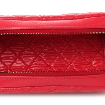 Chanel Caviar Quilted Double Zip Pouch Cosmetic Case Coral 5 of 11