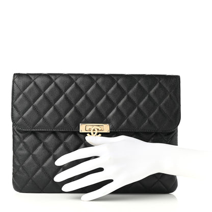 Chanel Caviar Quilted Medium Golden Class Pouch Black 2 of 9