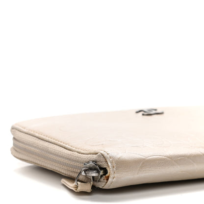 Chanel Lambskin Camellia Embossed Zip Around Organizer Wallet Light Beige 9 of 23