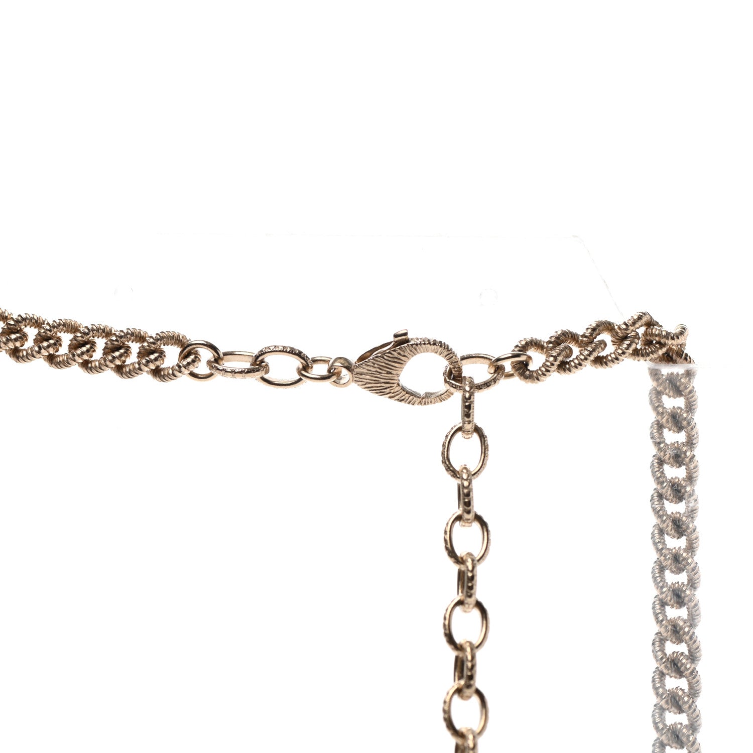 Chanel Metal Quilted CC Long Chain Necklace Gold Pearly White 4 of 5