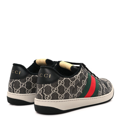 Gucci GG Supereme Monogram Miro Soft Calfskin Web Mens Screener Sneakers 8.5 Black Grey Sky 5 of 9