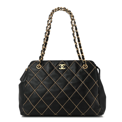 Chanel Calfskin Wild Stitch Shoulder Bag Black 1 of 11