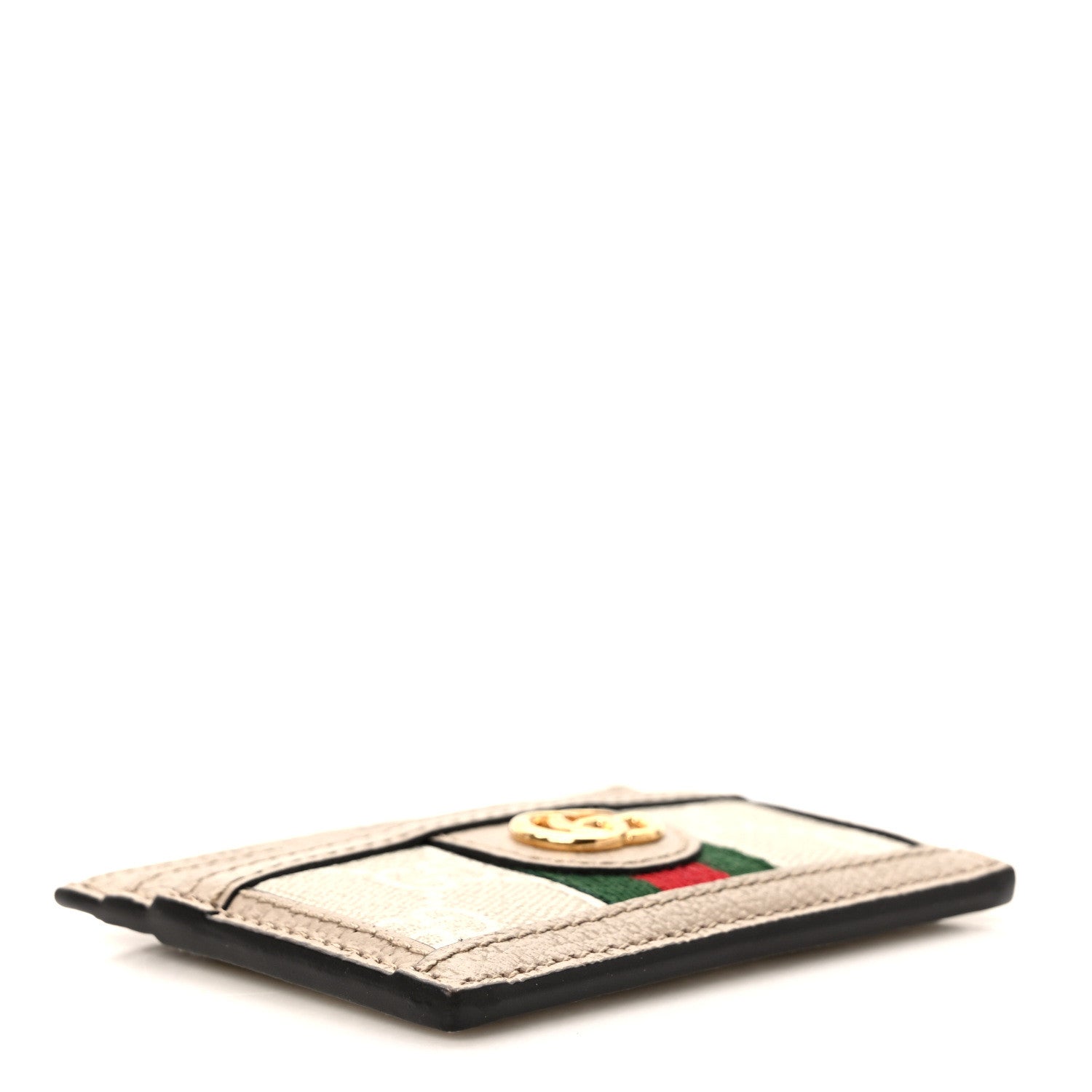 Gucci GG Supreme Monogram Textured Calfskin Web Ophidia Card Holder Beige Ebony Mystic White 4 of 7