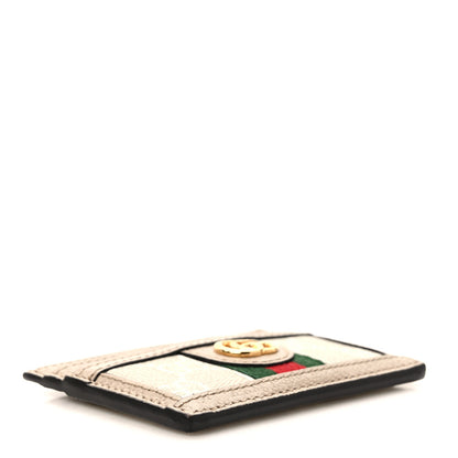 Gucci GG Supreme Monogram Textured Calfskin Web Ophidia Card Holder Beige Ebony Mystic White 4 of 7