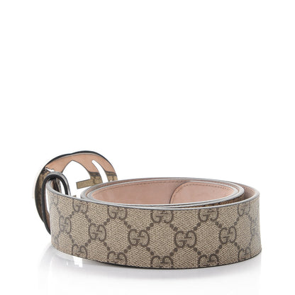 Gucci GG Supreme Monogram Selleria Calfskin Interlocking G 40mm Belt 90 36 Beige Ebony Cocoa 3 of 8