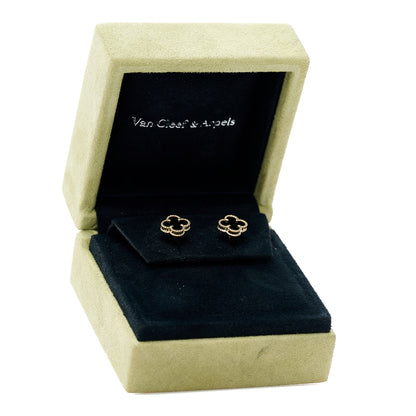 Van Cleef & Arpels 18K Yellow Gold Black Onyx Sweet Alhambra Earrings 5 of 5