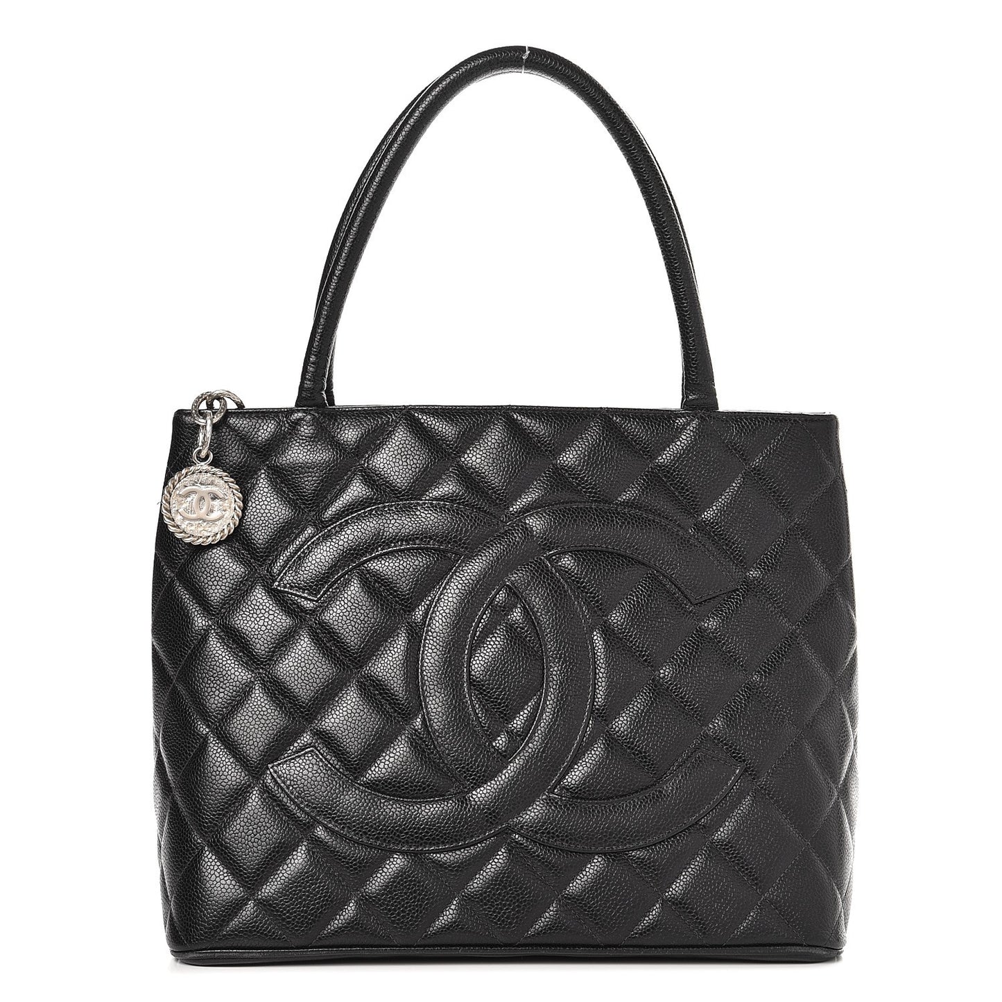 Caviar Quilted Medallion Tote Black