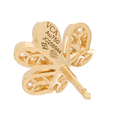 Van Cleef & Arpels 18K Yellow Gold Diamond Mini Frivole Pave Earrings 4 of 5