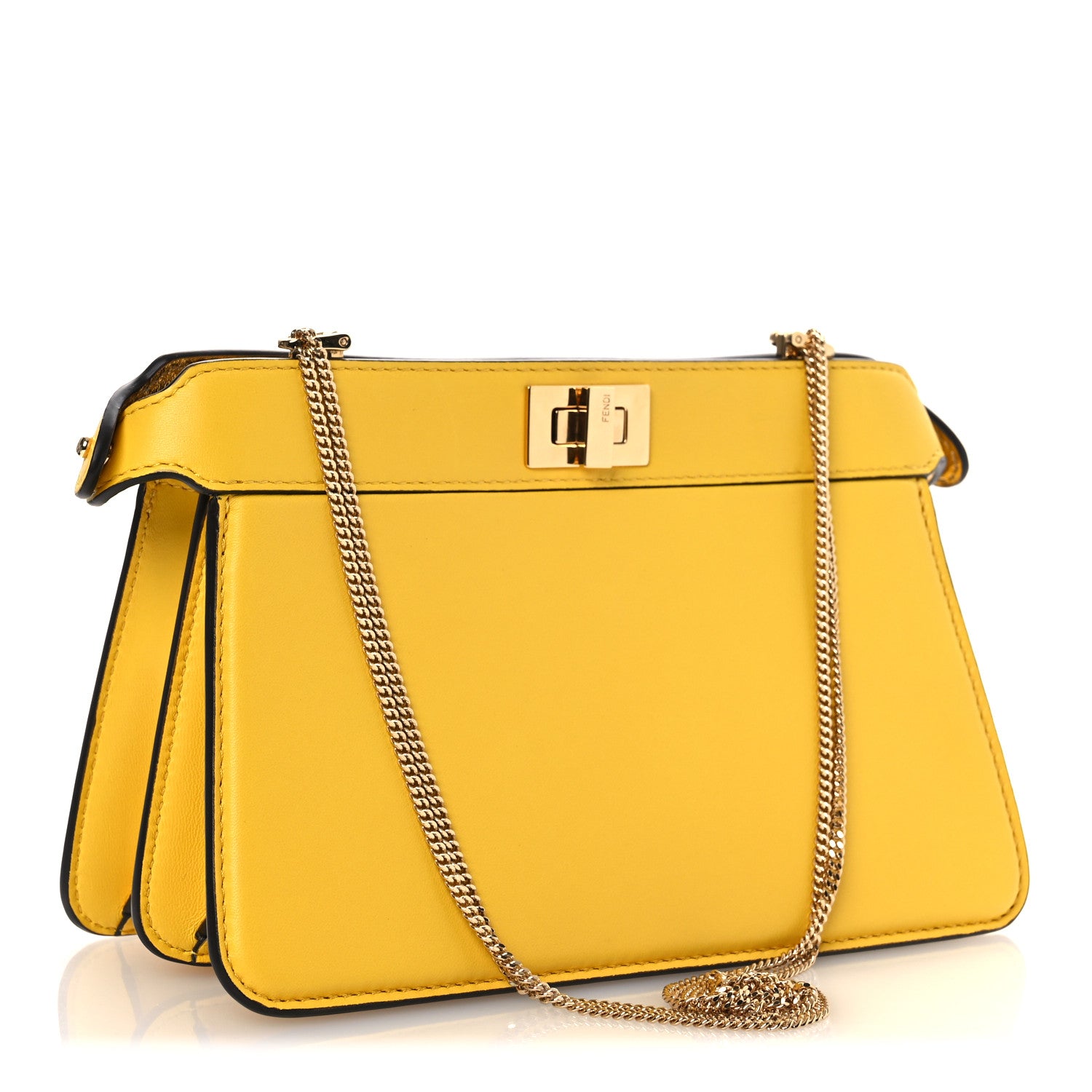 Fendi Nappa Small Peekaboo I SEE U East West Chain Satchel Limone 3 of 13