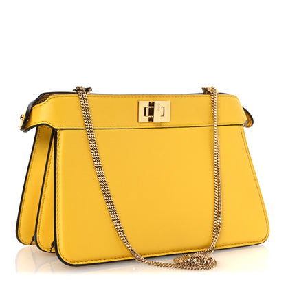 Fendi Nappa Small Peekaboo I SEE U East West Chain Satchel Limone 3 of 13